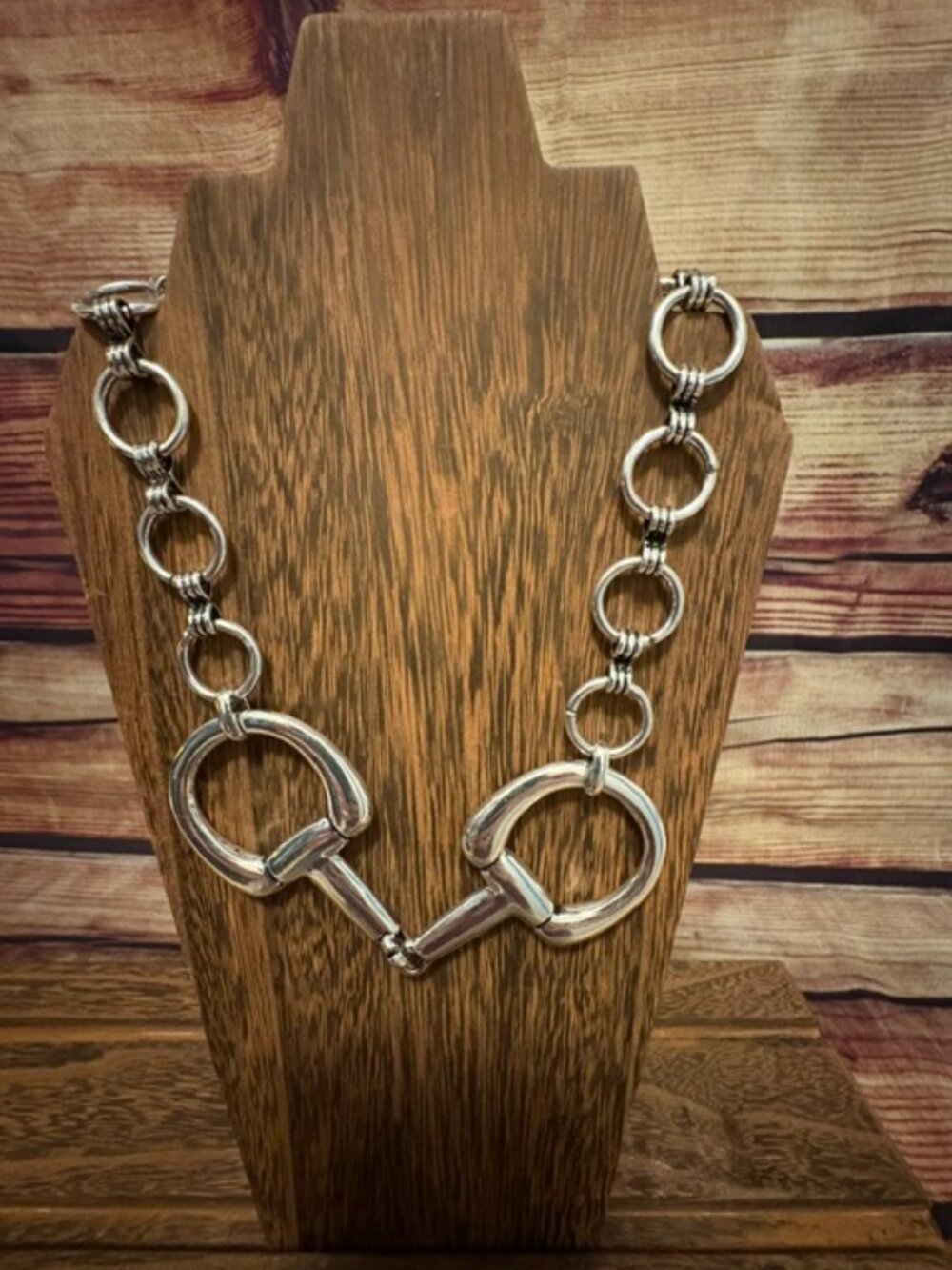 Tipi Western Snaffle Bit Necklace Silver Tone NWT